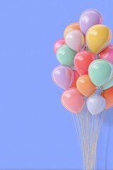 Cute birthday background with colorful balloons cartoon