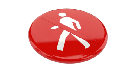 Red No Pedestrian Sign with White Figure and Bar.