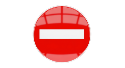 Red and White No Entry Sign Round Shape Traffic Symbol.