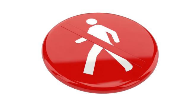 Red No Pedestrian Sign with White Figure and Bar.