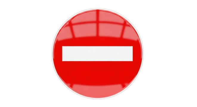 Red and White No Entry Sign Round Shape Traffic Symbol.