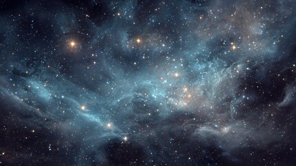 Fototapeta premium Celestial Nebula, swirling blues and dark hues, scattered stars