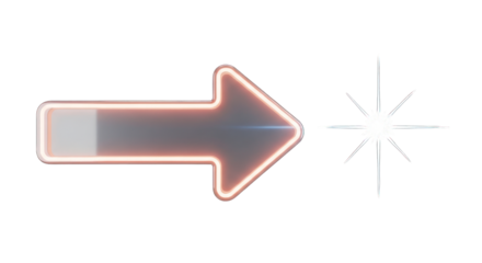 Glowing Arrow Sign with Rounded Edges and Light Flare.