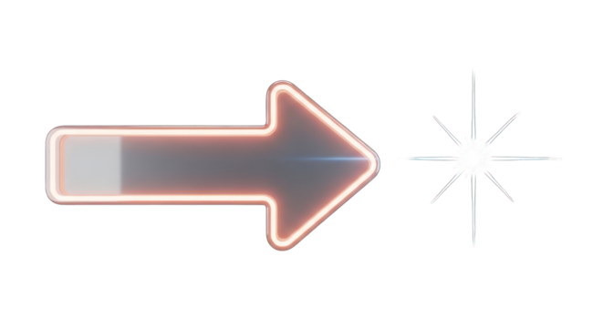 Glowing Arrow Sign with Rounded Edges and Light Flare. - Powered by Adobe