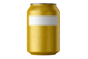 A can of beer with a white label