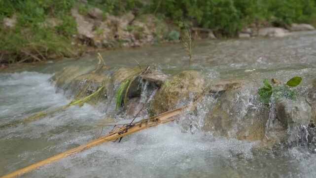 Tiny Cascading Waterfall Over Stones in Queretaro 556