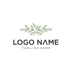 Elegant logo design featuring a delicate plant illustration.