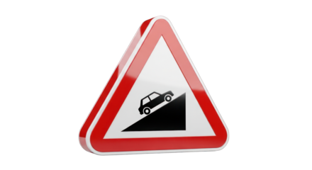 Road Sign Warning of Steep Incline Ahead.