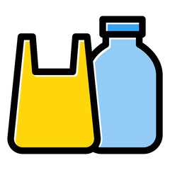 plastic bag and bottle icon