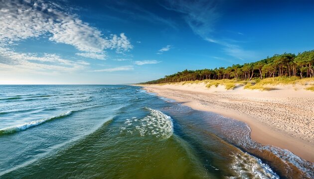 Beautiful Scenery Of Baltic Sea Beach In Sobieszewo At Summer Poland
