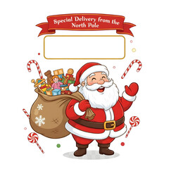 Heartwarming Christmas Joy Santa Claus with Gift Sack - Festive Holiday Delivery from North Pole PNG