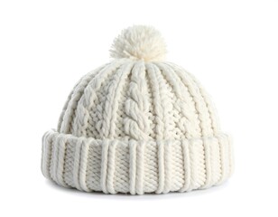 Soft White Knitted Hat with Pom-Pom.