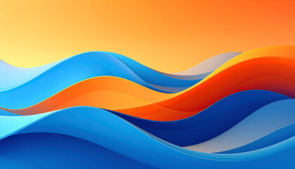 Abstract Orange and Blue Waves Flowing Across a Gradient Background image photo