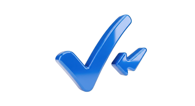 Two Glossy Blue Check Marks on White Background.