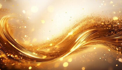 A Swirling Golden Flame With Sparkling Particles Against A Light Background