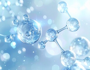 高純度の水滴を思わせるブルー分子デザイン ジェネレーティブAI