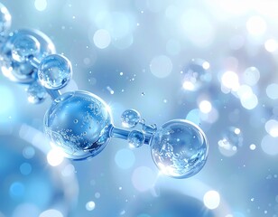 ピュアな水のイメージを持つブルー分子構造 背景素材 ジェネレーティブAI