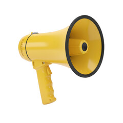 Yellow Megaphone Announcement Device on Transparent Background