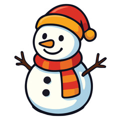 Snowman in watercolor drawing style