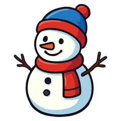 Snowman in watercolor drawing style