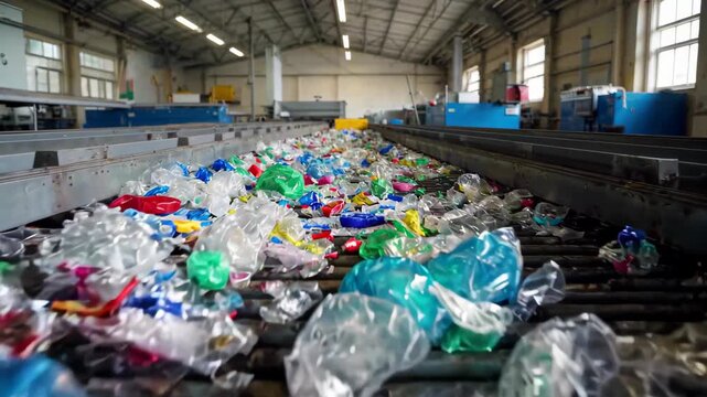 Plastic waste conveyor belt screen in factory Plastic waste recycling place