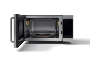 Fototapeta premium Open microwave oven isolated on a white background.