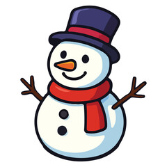 Snowman in watercolor drawing style