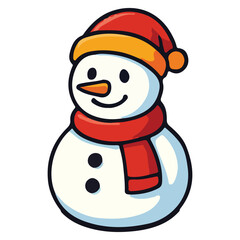 Snowman in watercolor drawing style