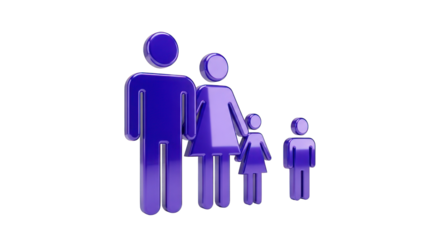 Stylized Purple Family Icon Representing Parents and Children.