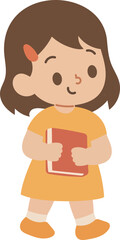 Kindergarten Girl Holding a Book