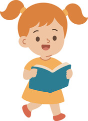 Kindergarten Girl Reading a Book