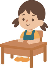 Kindergarten Girl Sitting on Desk