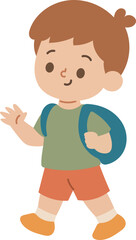 Kindergarten Boy with Schoolbag Student At School