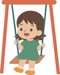 Kindergarten Kid Playing on Swing