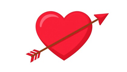 A vibrant red heart is pierced by a brown arrow, symbolizing love and affection.