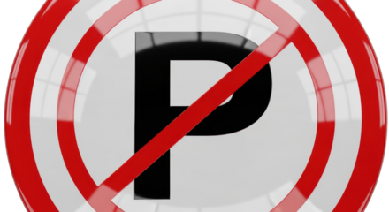 No Parking Sign with Red Circle and Slash.
