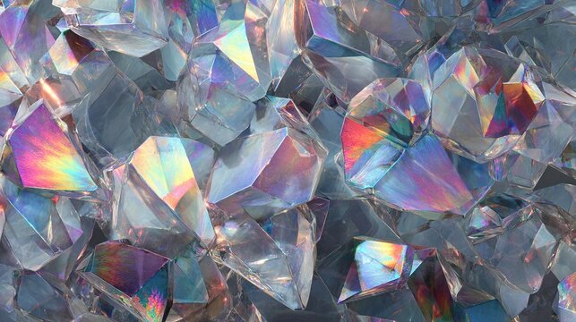 Iridescent crystal pile, vibrant hues