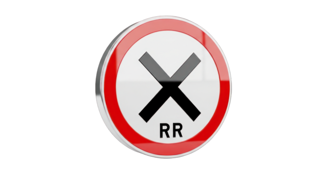 Railroad Crossing Sign with Black X and Red Border.