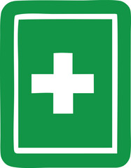 Fototapeta premium Iconic green first aid kit symbol with white cross for emergency medical supplies and health services