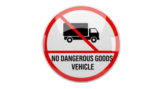 Prohibited Dangerous Goods Vehicle Sign.
