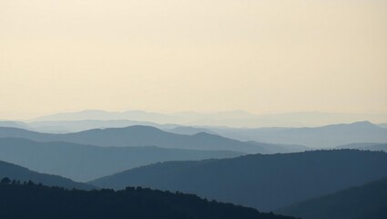 Fototapeta premium Serene abstract landscape with layered hills and soft pastel sky at dusk or dawn
