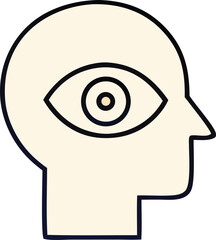 Obraz premium Symbolic representation of a human head profile with an open eye inside showing awareness perception and inner vision concept art