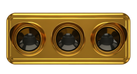 Gold Three-Light Rectangular Traffic Signal.