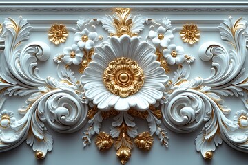 Ornate white and gold relief
