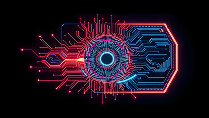 Digital Eye Futuristic Technological Concept with Circuitry and Glowing Elements
