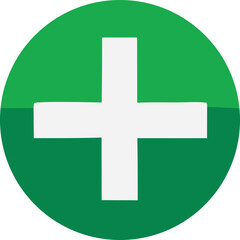 Obraz premium Green circle with white plus symbol medical health care emergency aid assistance icon graphic medical symbol