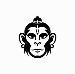 Obraz premium Hanuman Face Silhouette – Iconic Close Up of the Monkey God