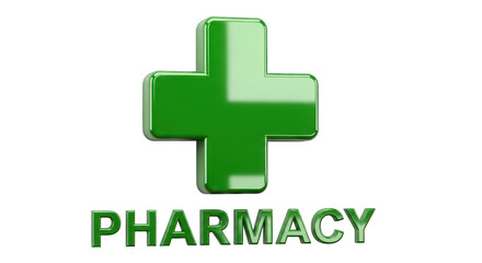 Fototapeta premium 3D Green Pharmacy Symbol with Glossy Finish.