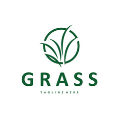 grass logo design simple minimalist concept with line design in the shape of grass symbol illustration symbol template icon vector
