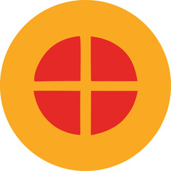 Obraz premium Abstract circular symbol with red and orange gradient geometric design round emblem modern minimalist icon